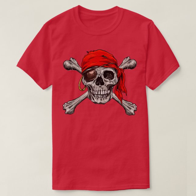 Camiseta Jolly Roger Pirate Skull Crossbones Halloween Cost (Frente do Design)