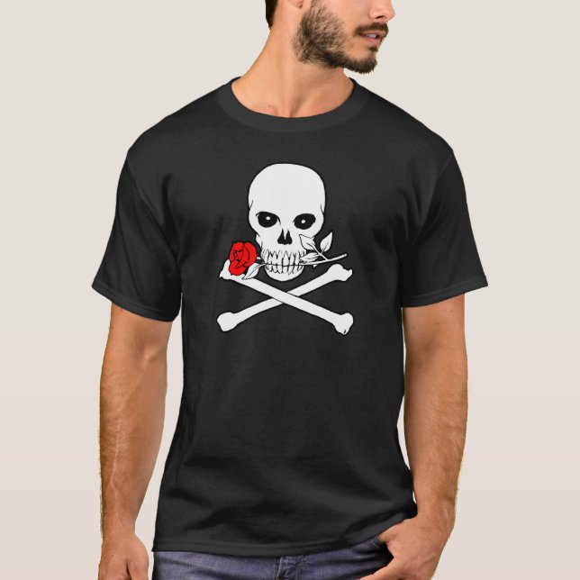 Camiseta Jolly Roger (Rosa)Dark T-Shirt (Frente)