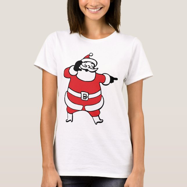 Camiseta Jolly Santa Claus Chamando Reindeer no Natal (Frente)