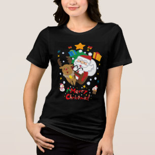 Camiseta Jolly Santa Reindeer Star Feliz Natal