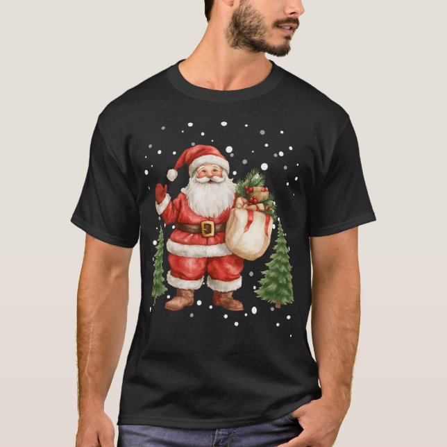 Camiseta Jolly Santa with Gift Bag (Frente)