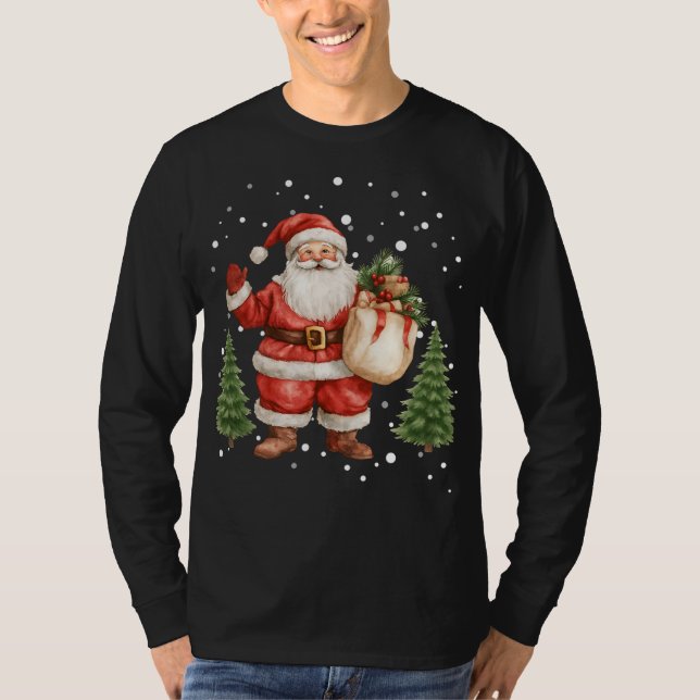 Camiseta Jolly Santa with Gift Bag (Frente)