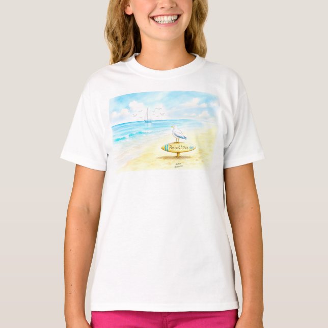 Camiseta Jon Seagull - Paz & Amor  (Frente)