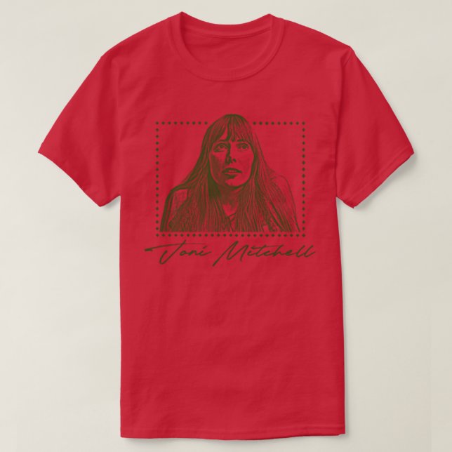 Camiseta Joni Mitchell Retro 70s Estilo Fan Art Design (Frente do Design)