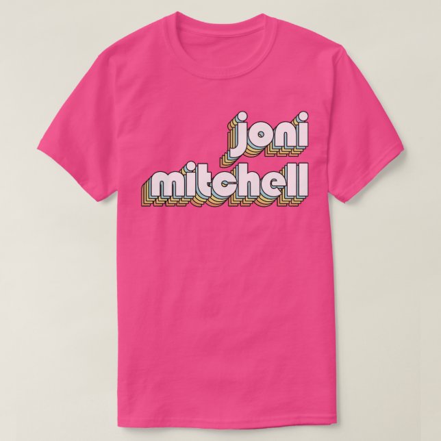 Camiseta Joni Mitchell Retro Rainbow Tipografia Estilo Desv (Frente do Design)