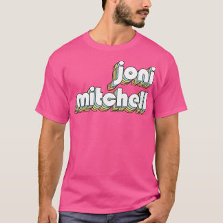 Camiseta Joni Mitchell Retro Rainbow Tipografia Estilo Desv
