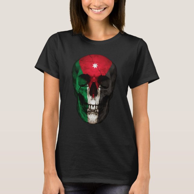 Camiseta Jordan Flag Skull Jordanian Roots Proud Patriotic (Frente)
