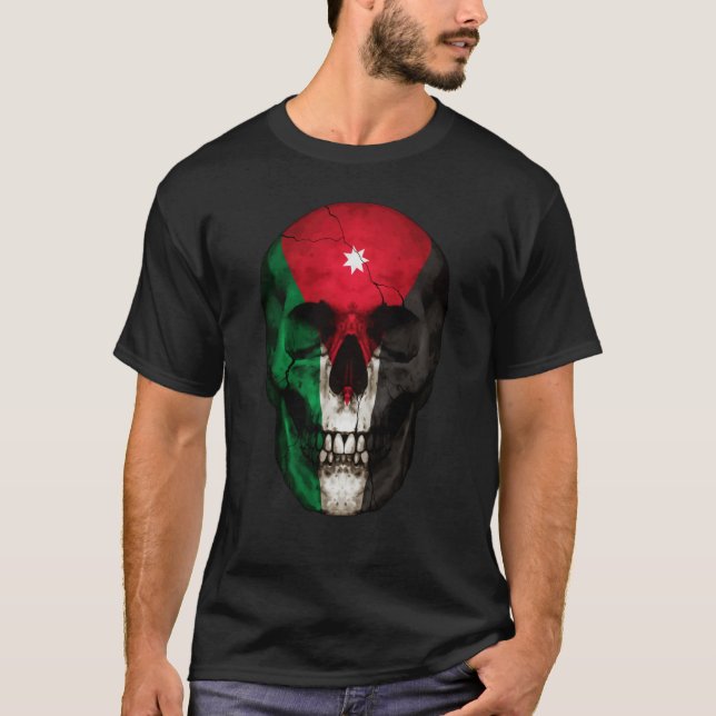 Camiseta Jordan Flag Skull Jordanian Roots Proud Patriotic (Frente)