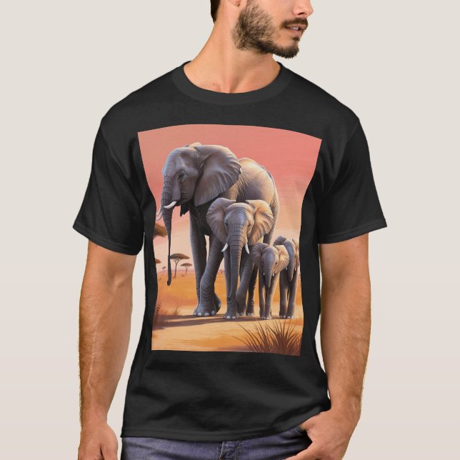 Camiseta Jornada do Sol: Elefantes na Savana (Frente)