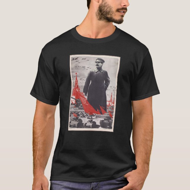 Camiseta Joseph Stalin Vintage USSR Retro Soviético Poster  (Frente)