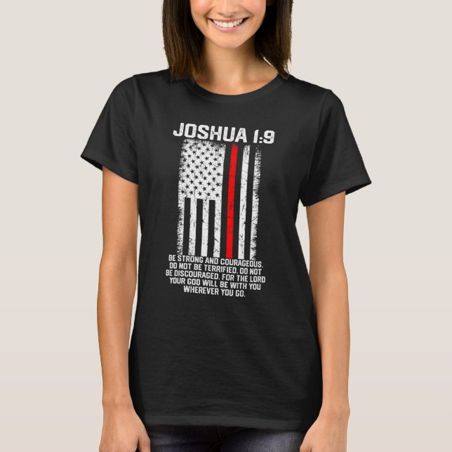 Camiseta Joshua 19 American US Flag Firefighter Cross Chris (Frente)