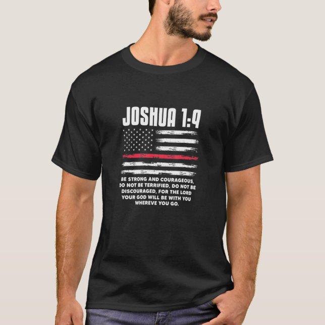 Camiseta Joshua 19 Be Strong And Courageous Bible Christian (Frente)