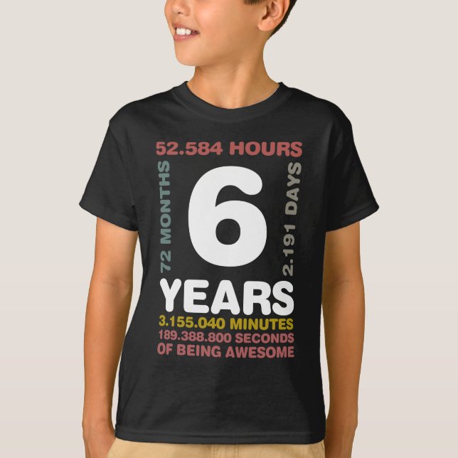 Camiseta Jovem 6 Anos 72 Meses Aniversário (Frente)