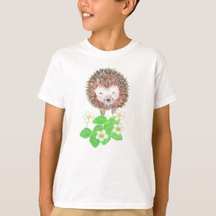 Camiseta Jovem Cachorro e Flores de Morango Selvagem