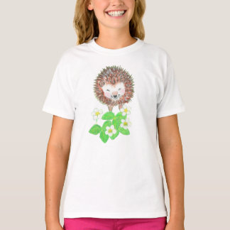 Camiseta Jovem Cachorro e Flores de Morango Selvagem