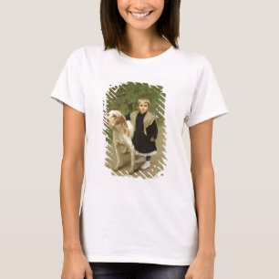 Camiseta Jovem criança e um cão grande (óleo em canvas)