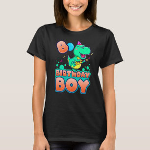 Camiseta Jovem De Aniversário De 8 Anos Dinossauro Com Viol