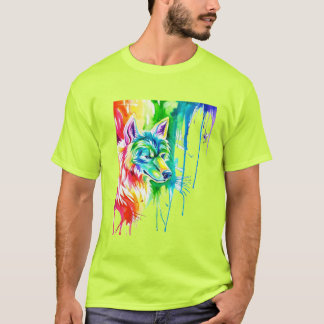 Camiseta jovem de lobo, colorida e muito ganha
