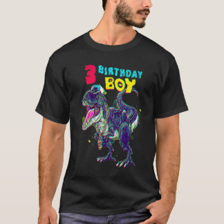 Camiseta Jovem Dinossauro de 3 anos Nascido 3º T Rex Dino