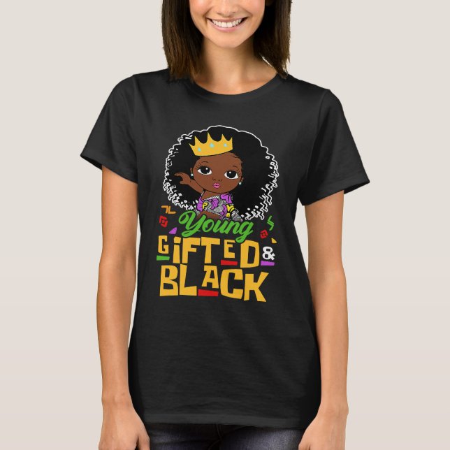 Camiseta Jovem e Negra Pequena Rainha Negra Garota Melanina (Frente)