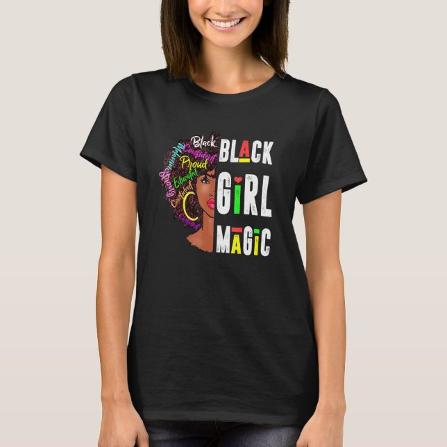 Camiseta Jovem Ed Black Girl Magia E História Negra (Frente)