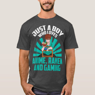 Camiseta Jovem Japonês Jogando Otaku Kawaii Gamer Boys Kawa