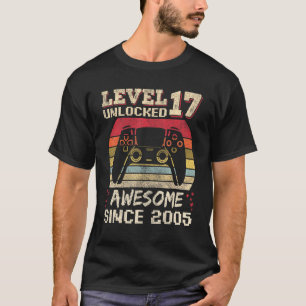 Camiseta Jovem Jogador de 17 Anos Aniversário Nível 17 Desb