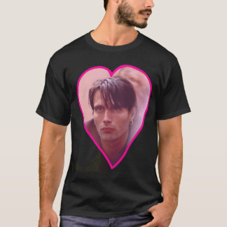 Camiseta Jovem Mads Mikkelsen engraçado retrô família famíl