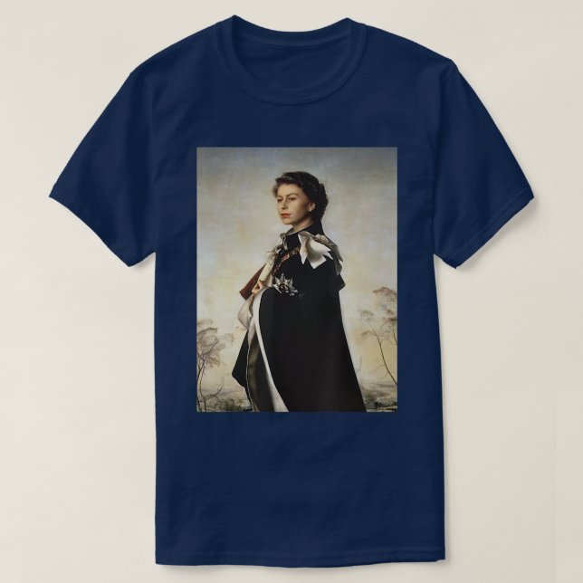 Camiseta Jovem Monarca - Rainha Elizabeth II T-shirt (Frente do Design)