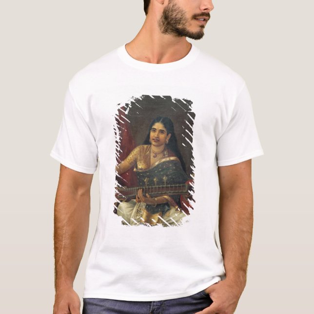 Camiseta Jovem mulher com um Veena (Frente)