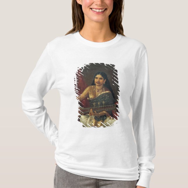 Camiseta Jovem mulher com um Veena (Frente)
