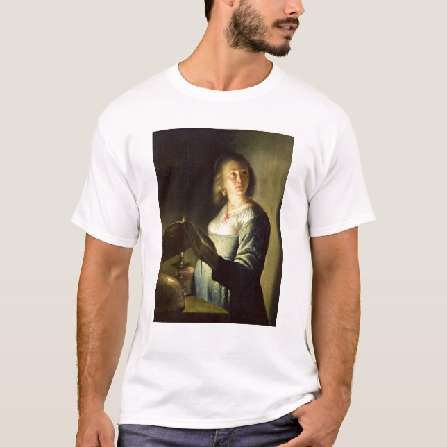 Camiseta Jovem mulher com uma vela (Frente)