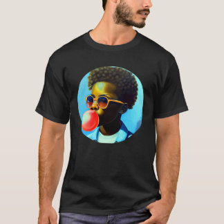 Camiseta Jovem Negro Joy Bubble Gum Divertido Melanina Afri