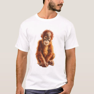 Camiseta Jovem Orangotango Expressivo Ginger Primata Homens