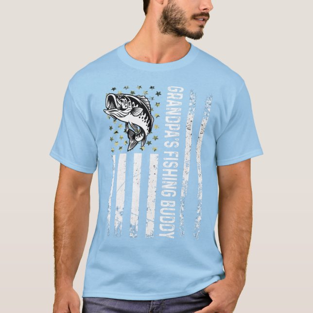 Camiseta Jovem pescador do vovô bonito (Frente)