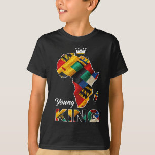 Camiseta Jovem Rei Africano Mapa Kente Arte Homens Menino P