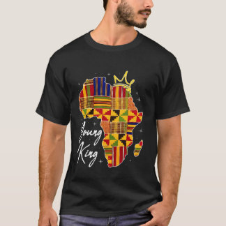 Camiseta Jovem Rei Arte Africana Impressão Kente Tecido Hom