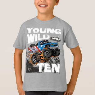 Camiseta Jovem, Selvagem e 10.º Aniversário Monstro Caminhã