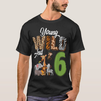 Camiseta Jovem Selvagem E 6 Anos 6º Aniversário Safari Zool