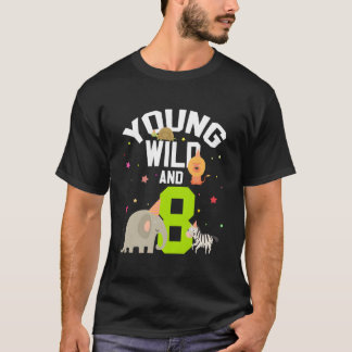 Camiseta Jovem Selvagem E 8 Aniversário do Zoológico Animal