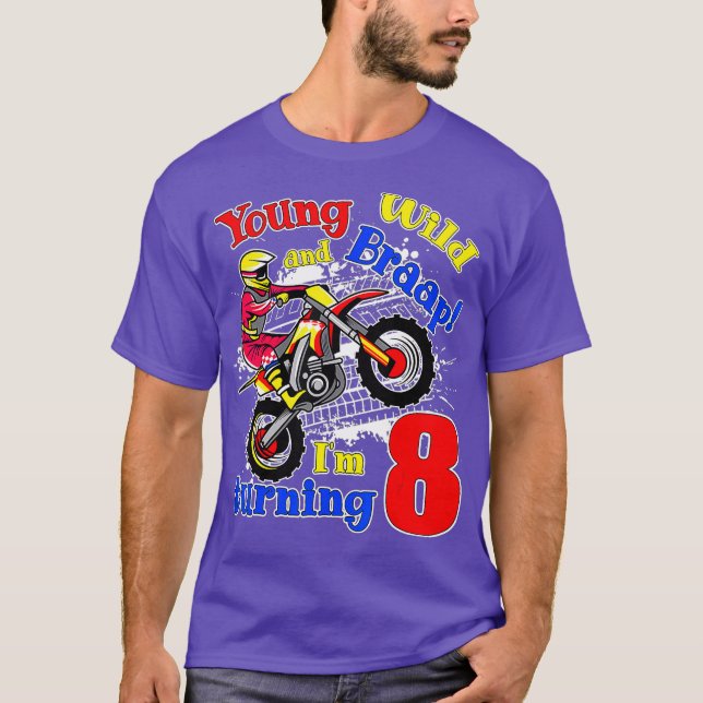 Camiseta Jovem Selvagem e Braap Estou Virando 8 Boy Motocro (Frente)
