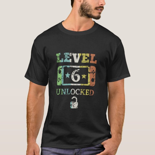 Camiseta Jovens Jogadores De Nível 6 Desbloqueados Para Gam (Frente)
