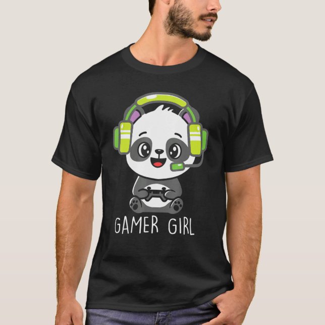 Camiseta Jovens Jogadores Panda Com Vídeo De Fone De Ouvido (Frente)