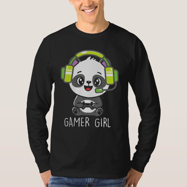 Camiseta Jovens Jogadores Panda Com Vídeo De Fone De Ouvido (Frente)