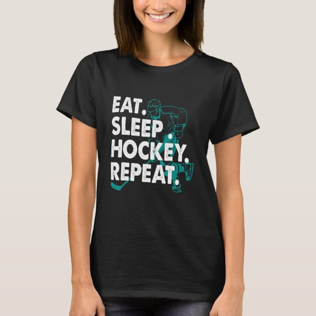 Camiseta Jovens Jovens do Hockey com Repetição do Sono (Frente)