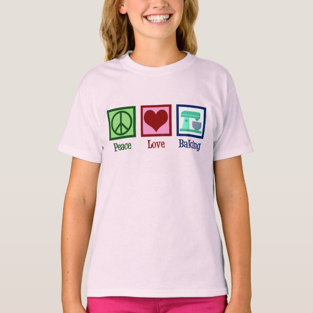 Camiseta Jovens Misturadores De Teal Bonito Com Amor De Paz (Frente)