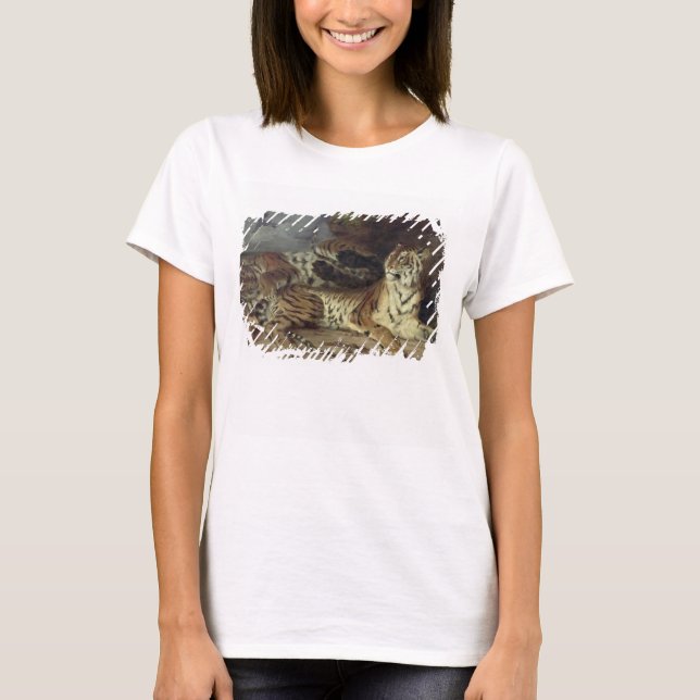Camiseta Jovens tigre brincando com sua mãe, 1830 (óleo lig (Frente)