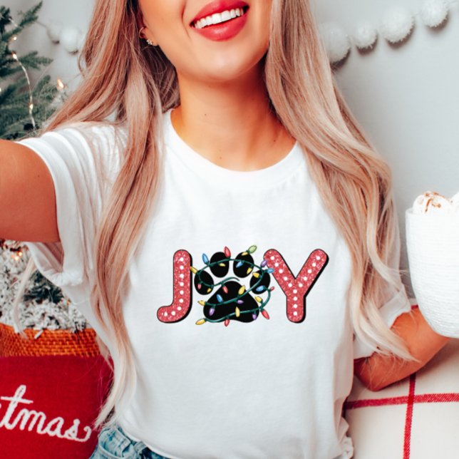 Camiseta Joy Christmas Paw Print T-Shirt (Criador carregado)
