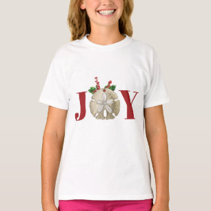 Camiseta Joy Christmas Sand Dollar Holly Berries Coastal
