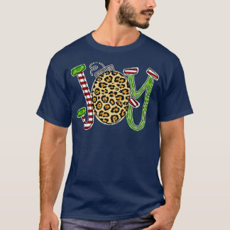 Camiseta Joy com Leopard Candy Cane no Natal Engraçado1105